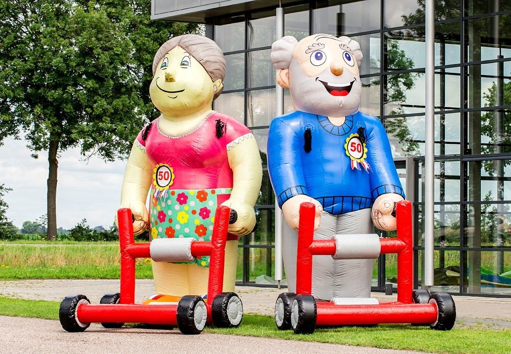 Abraham en Sarah rollator opblaasfiguur (inflatable) te huur, Ophalen, Zo goed als nieuw, Abraham of Sarah