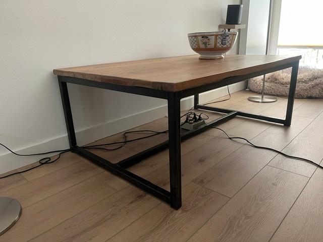 Salontfal Iron and Wood, Huis en Inrichting, Tafels | Salontafels, Ophalen, 100 tot 150 cm, 50 tot 100 cm, Zo goed als nieuw