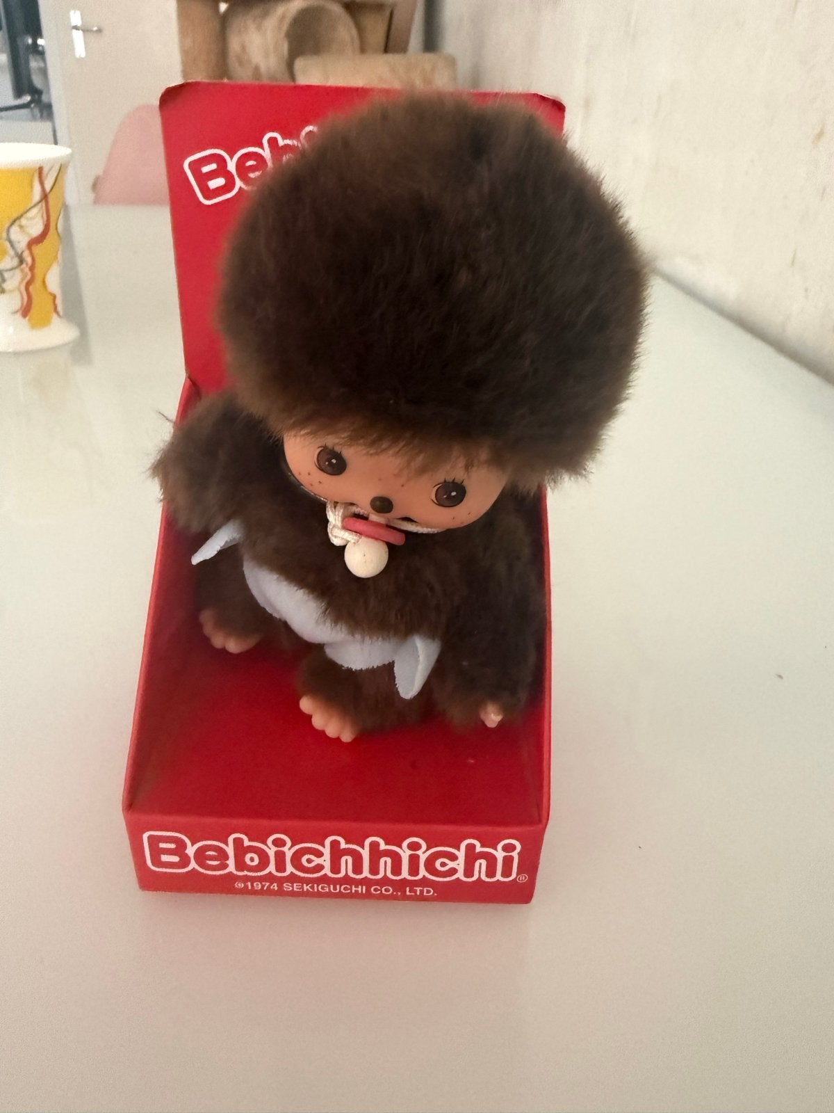 Vintage Bebichhichi Monchhichi knuffel in doos, Met doos, Overige merken, Overige karakters, Ophalen of Verzenden