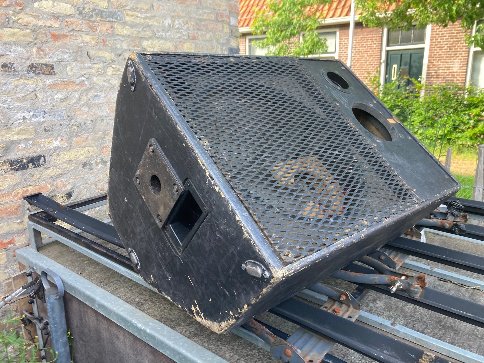 Set 5 lege monitors 15”, set prijs 25 euro!!, Audio, Tv en Foto, Luidsprekers, Gebruikt, Minder dan 60 watt, Front, Rear of Stereo speakers