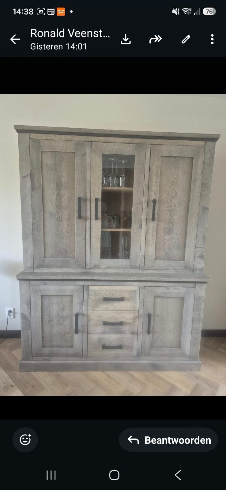 Robuuste gebeitste kast van zwaar hout - Woonrijk Broek, Huis en Inrichting, Kasten | Buffetkasten, Robuust, Landelijk, Ophalen of Verzenden