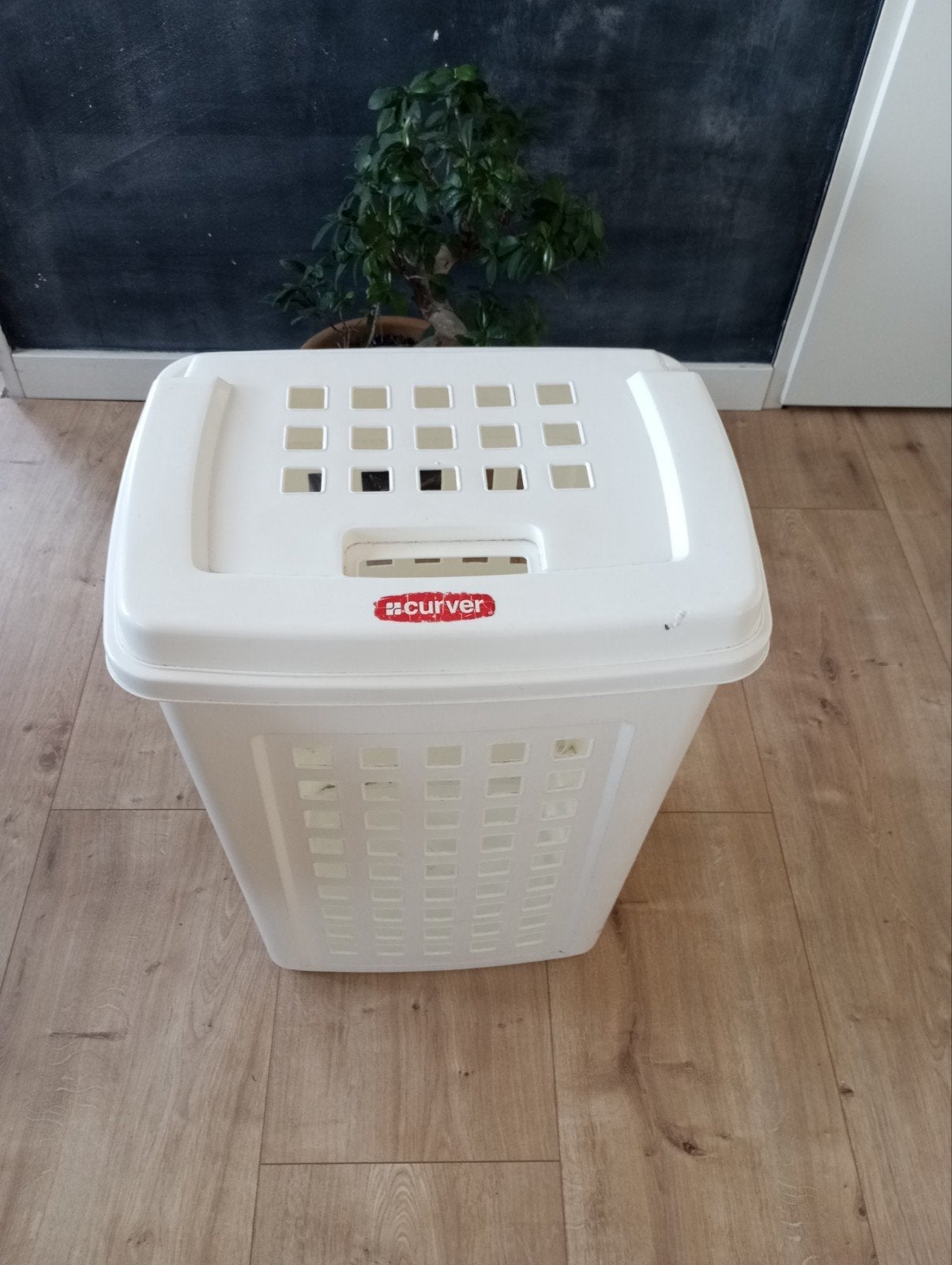 Witte Curver wasmand met deksel - 45x35x61 cm, Ophalen, Gebruikt, Wit, Kunststof