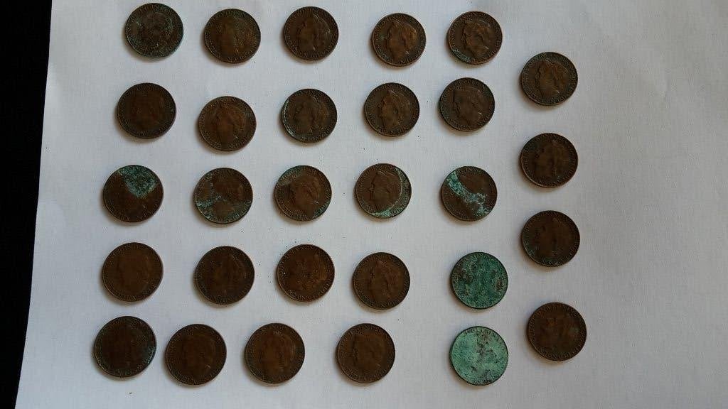 29x cent centen met Koningin Wilhelmina jaartal 1948, Ophalen of Verzenden, Koningin Wilhelmina, 1 cent, Losse munt