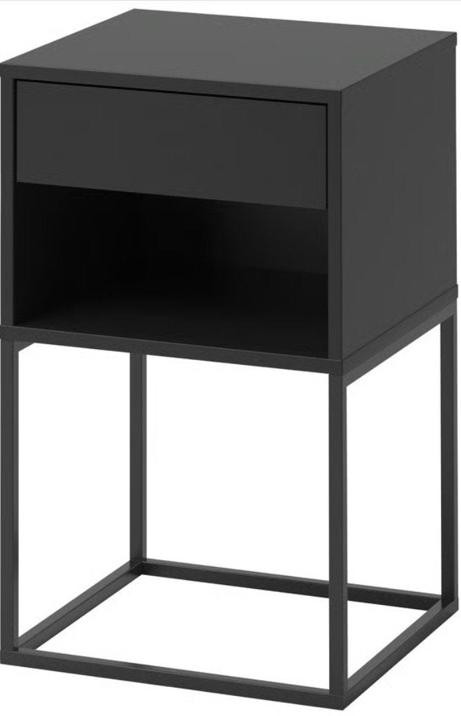 2x IKEA Vikhammer Nachtkastjes - Zwart, Zo goed als nieuw, Overige materialen, Minder dan 45 cm, Zo goed als nieuw, 55 tot 70 cm
