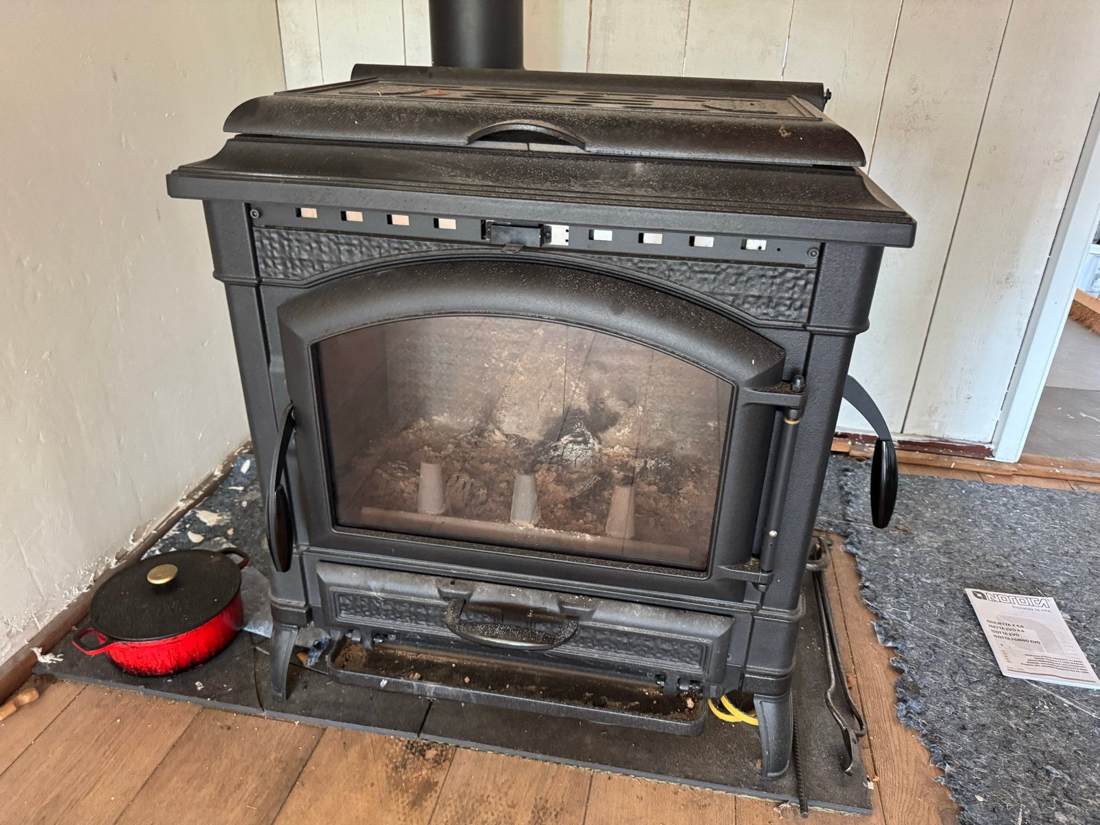 La Nordica Isotta Evo Houtkachel - 11.9 kW, Ophalen, Houtkachel, Zo goed als nieuw, Vrijstaand
