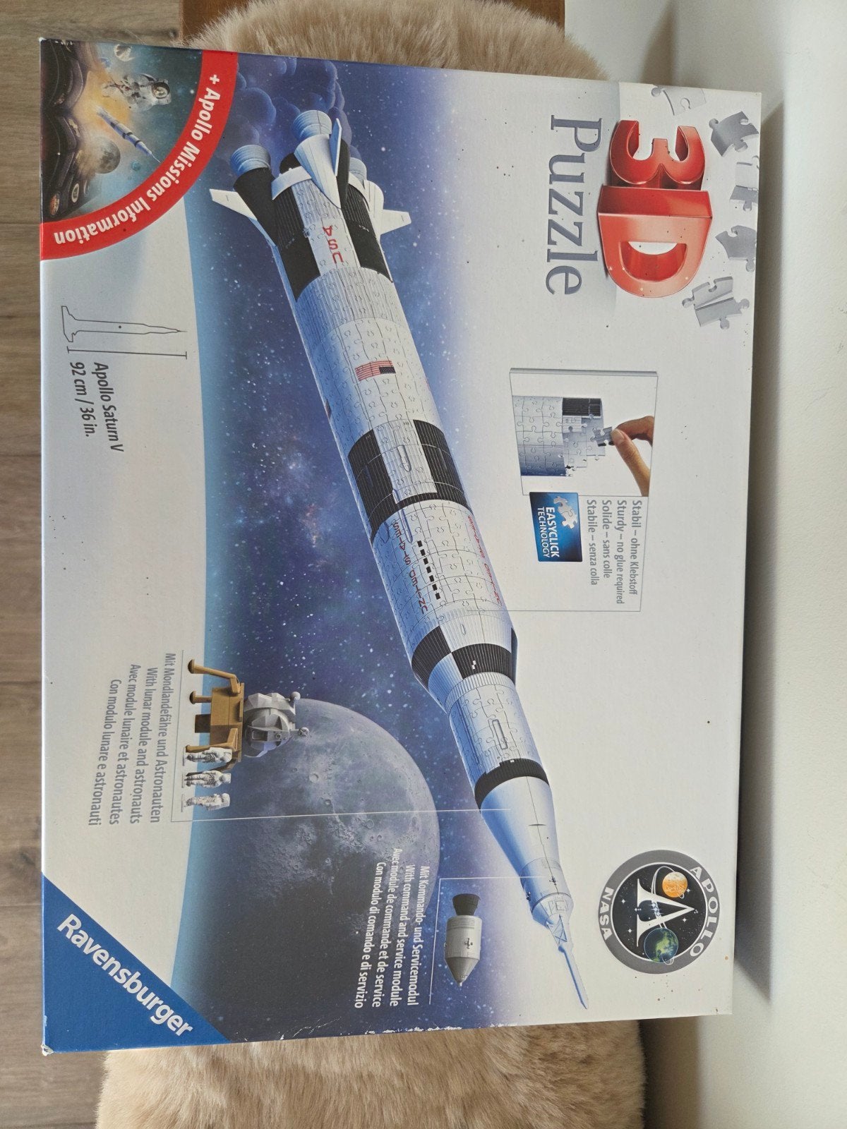 3D Puzzel Ravensburger Apollo Saturn V - Compleet, Ophalen of Verzenden, Meer dan 50 stukjes, Gebruikt, 6 jaar of ouder