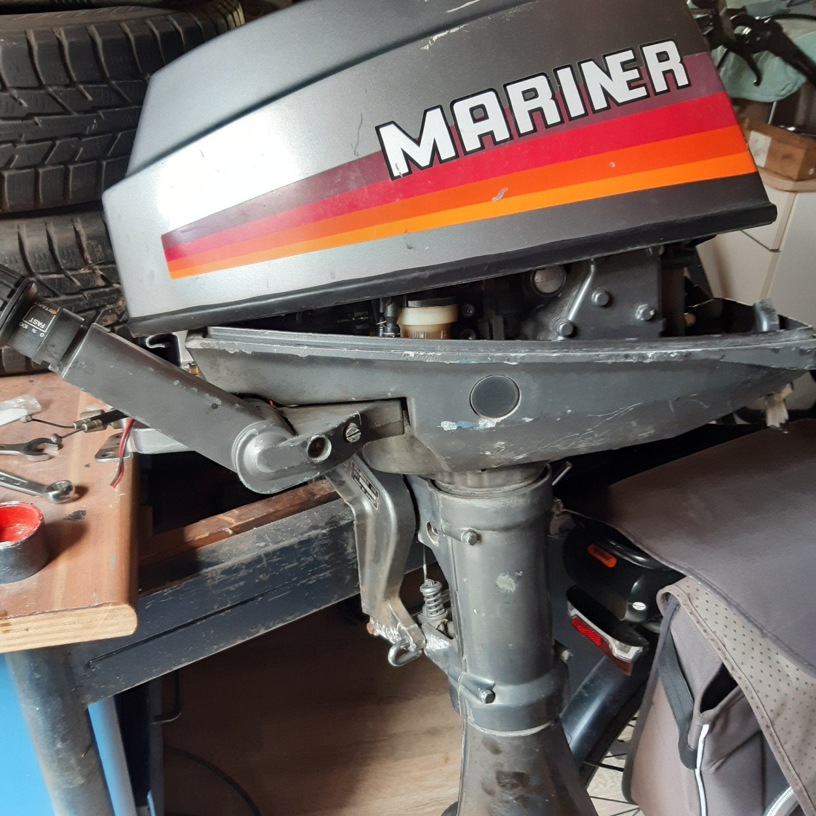 Gezocht: Aandrijfas of compleet Mariner 8b, Watersport en Boten, Ophalen of Verzenden