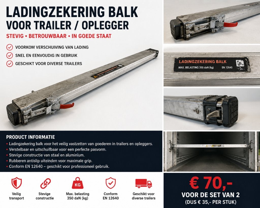 Ladingzekering balk / Klembalk voor trailer of oplegger, Gebruikt, Mm, Verlichting, Mm