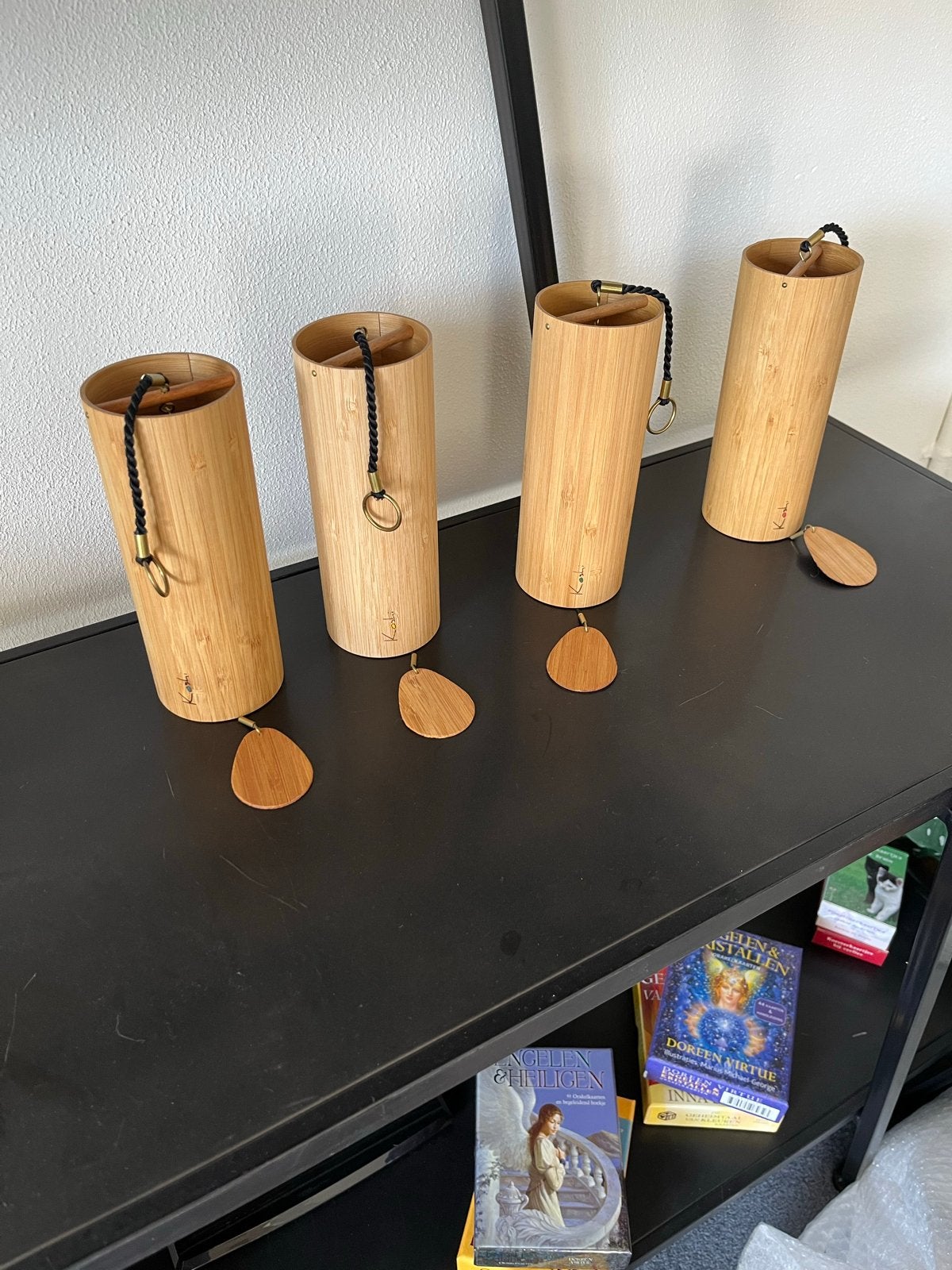Set van 4 Koshi windgongen - Bamboe, Hout, Ophalen of Verzenden, Zo goed als nieuw, Modern