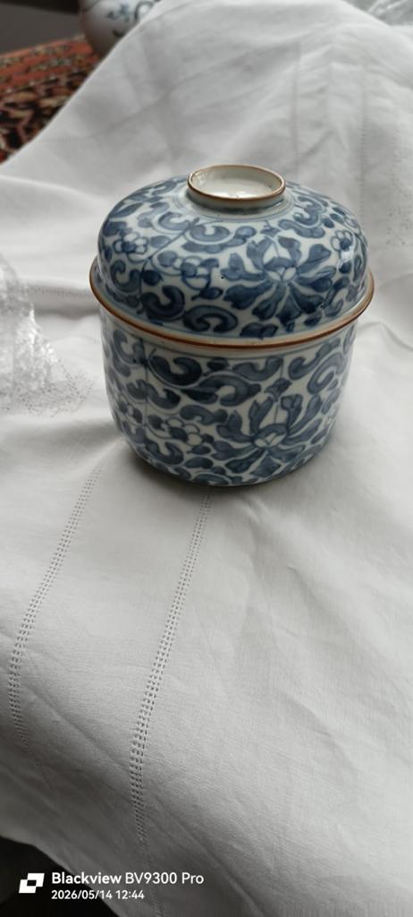 Antieke Chinese Porseleinen Kom met Deksel, Blauw-Wit, Ophalen of Verzenden