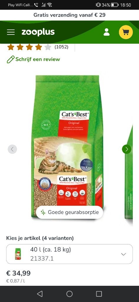 Nieuwe Cat's Best kattenbakvulling, Dieren en Toebehoren, Ophalen, Nieuw, Gesloten