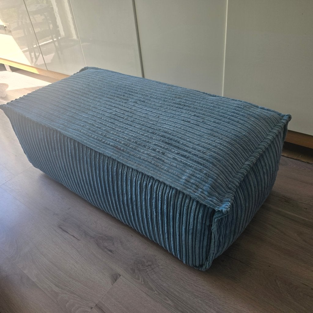 Blauwe ribstof corduroy Hocker, Ophalen, 100 tot 125 cm, Zo goed als nieuw, Ribstof corduroy