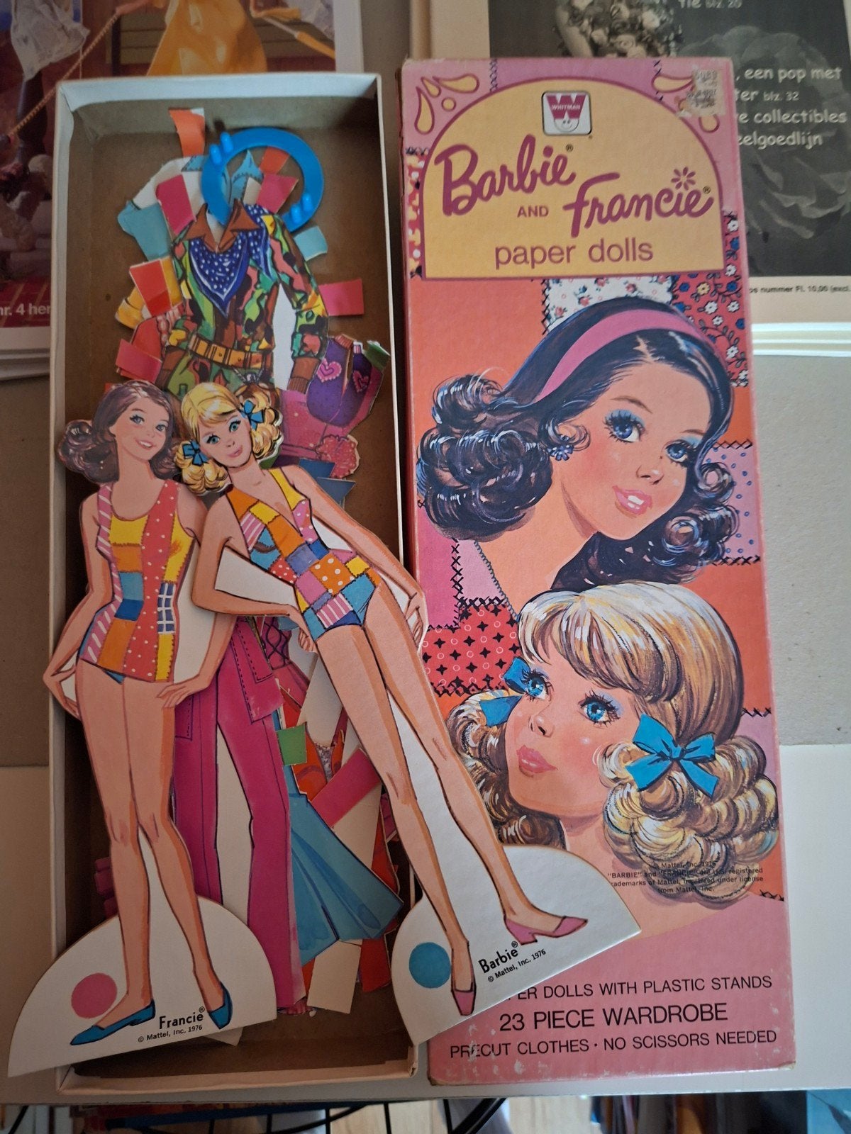 Vintage barbie and francie paper dolls mattel poppen toys, Verzenden