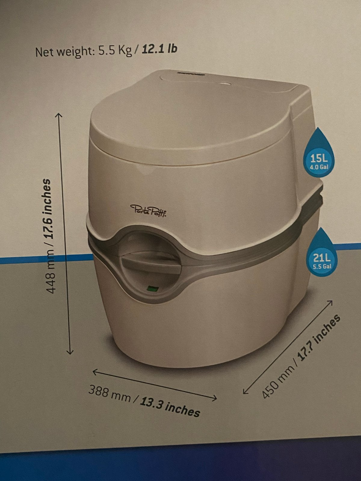 Thetford Porta Potti 565E Elektrische Spoel Pomp + Vloerplaa, Caravans en Kamperen, Ophalen of Verzenden, Zo goed als nieuw