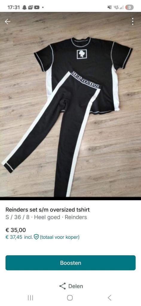 Dames reinders set s/m, Ophalen of Verzenden, Zo goed als nieuw, Zwart, Overige typen