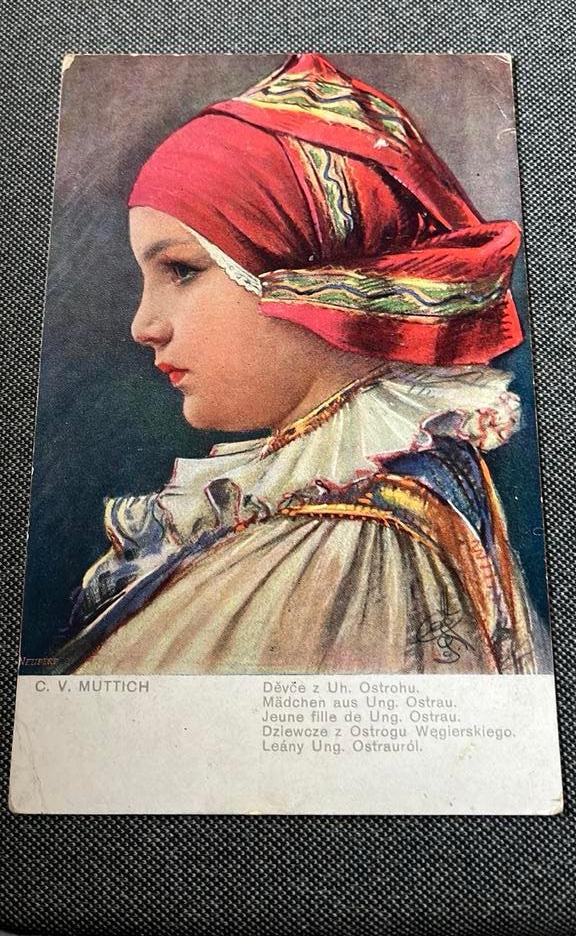 Tjechische dame klederdracht portret, Ophalen of Verzenden, Voor 1920, Klederdracht