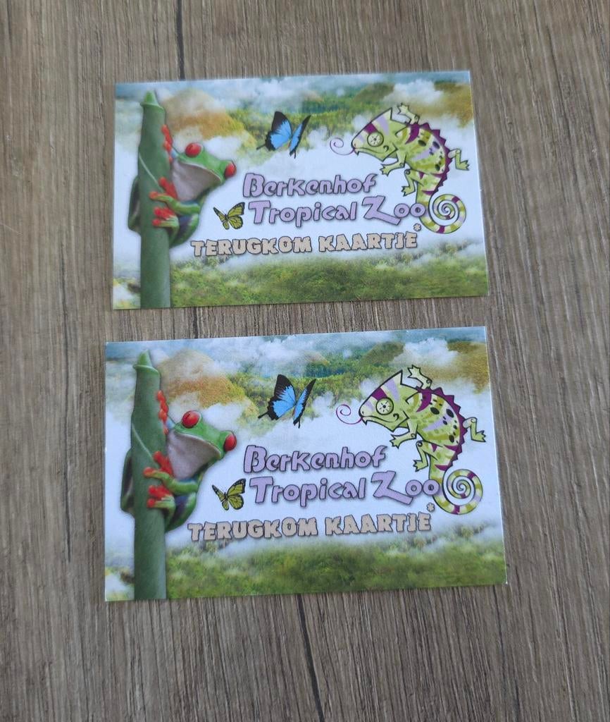 2 tickets Berkenhof tropical zoo, Tickets en Kaartjes, Twee personen, Ticket of Toegangskaart