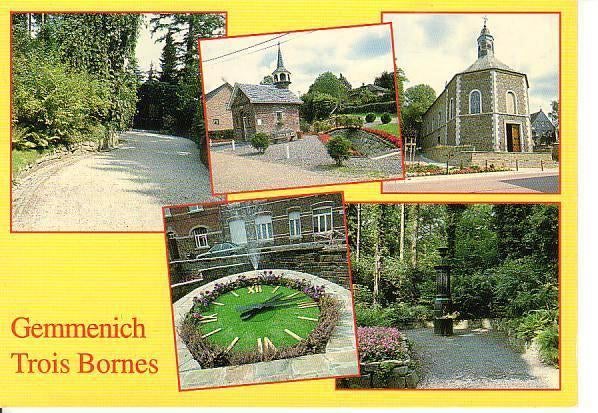 Ansichtkaart	Gemmenich (België)	Drielandenpunt	5-luik, Verzenden, 1960 tot 1980, Gelopen, Luik