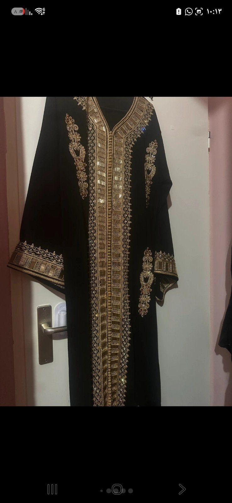 Prachtige Zwarte Kaftan met Gouden Borduurwerk, Overige typen, Zwart, Maat 42/44 (L), Ophalen of Verzenden