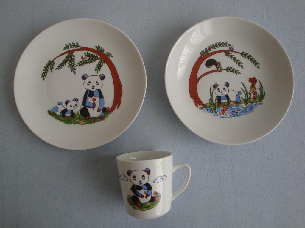 Vintage porseleinen panda ontbijt set van Kahla Germany, Ophalen of Verzenden