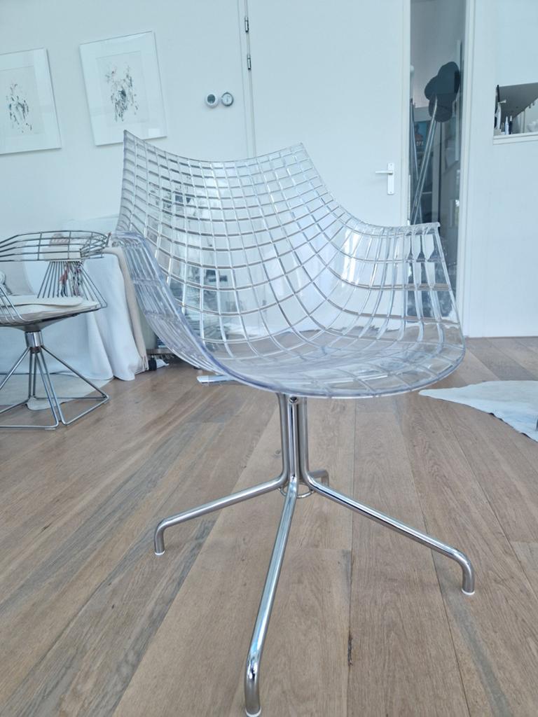 4 transparante stoelen, Driade Meridiana, Italiaans design, Overige kleuren, Zo goed als nieuw, Vier, Metaal