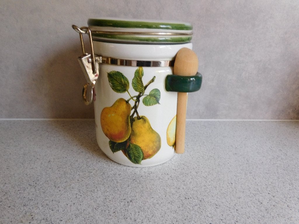 Voorraadpot 17 cm. Fruit Beugelsluiting, Beige, Ophalen of Verzenden, Zo goed als nieuw, Voorraadpot