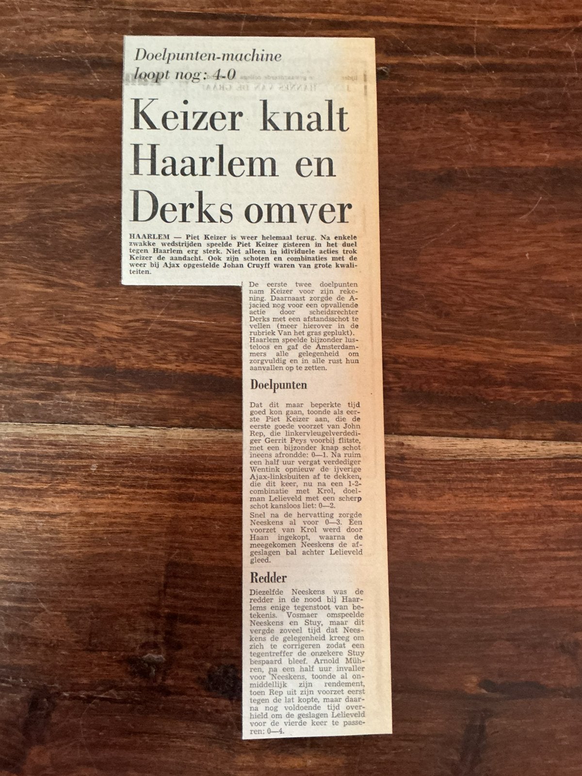Voetbal krantenartikel Haarlem Ajax januari 1973, Ophalen of Verzenden, Knipsel(s)