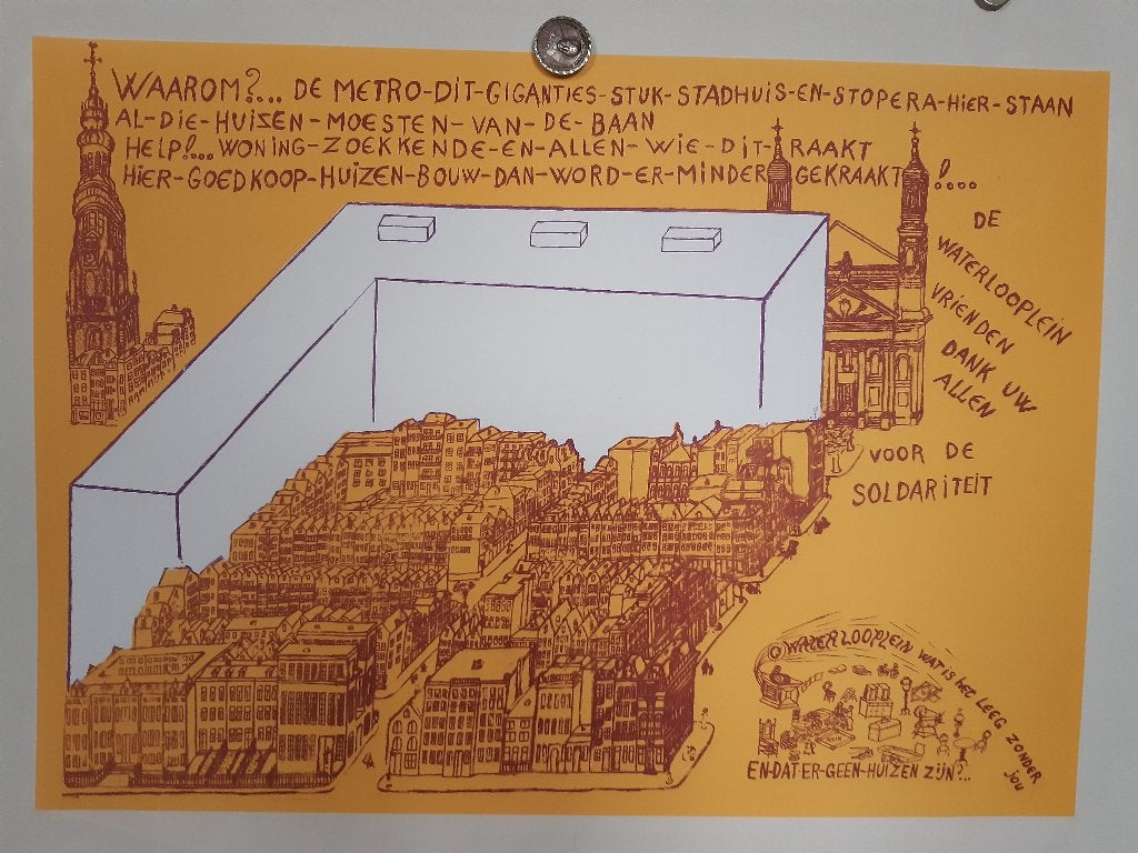 Originele Poster Provo Stopera Waterlooplein, Gebruikt, Verzenden, Rechthoekig Liggend, A1 t/m A3