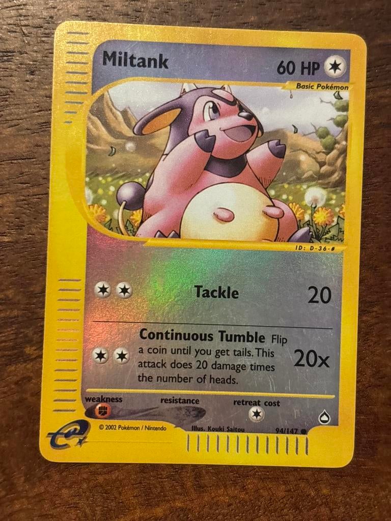 Miltank reverse holo aquapolis, Ophalen of Verzenden, Zo goed als nieuw