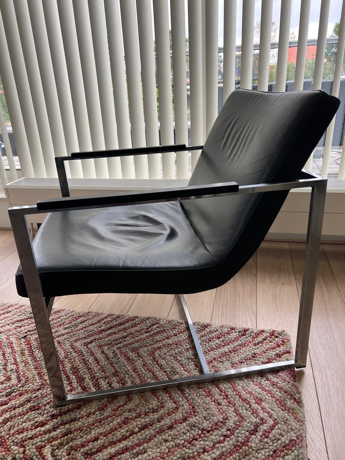 2 stuks - Harvink Design fauteuils zwart leer, Ophalen, Gebruikt, Twee, Zwart
