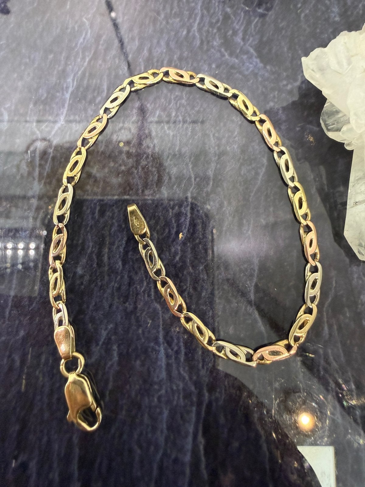 Prachtige 14 karaats gouden massieve valkenoog armband, Ophalen of Verzenden, Zo goed als nieuw, Goud