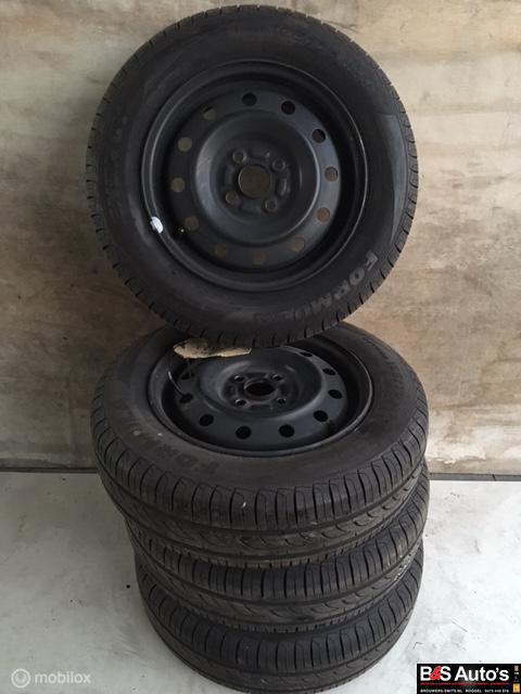 Zomerbanden op velg 6.5mm Suzuki Swift III ('05-'10), Ophalen, 14 inch, Gebruikt, Banden en Velgen