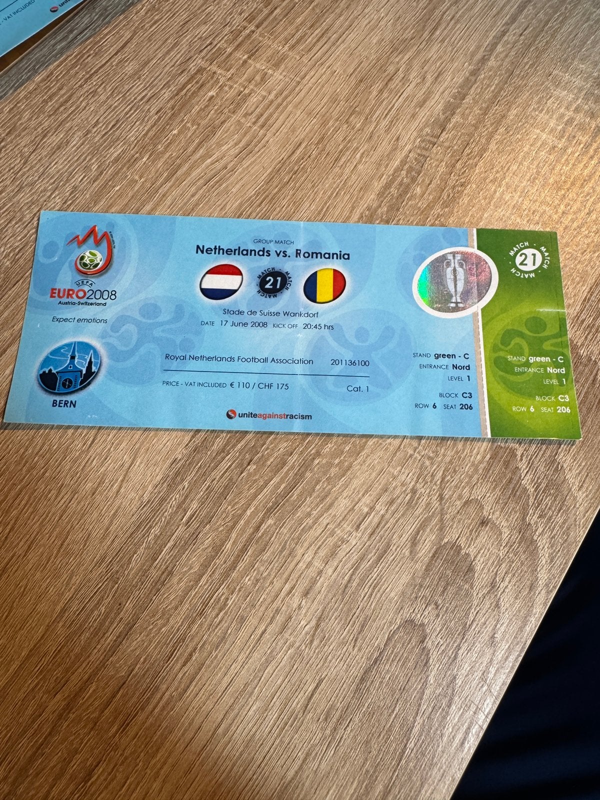 EK2008 Nederland - Roemenië Ticket, Ophalen of Verzenden, Gebruikt, Overige binnenlandse clubs