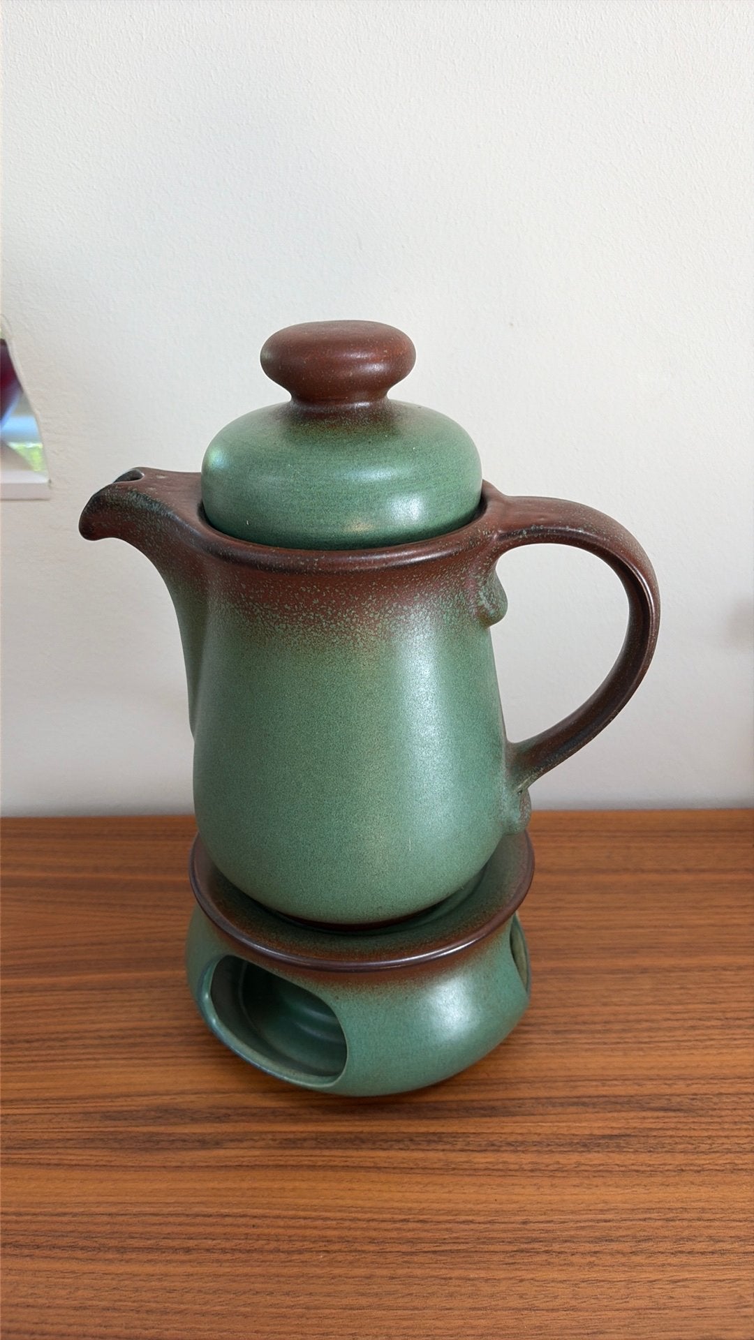 Vintage mid century koffiepot en rechaud KMK keramik, Ophalen of Verzenden