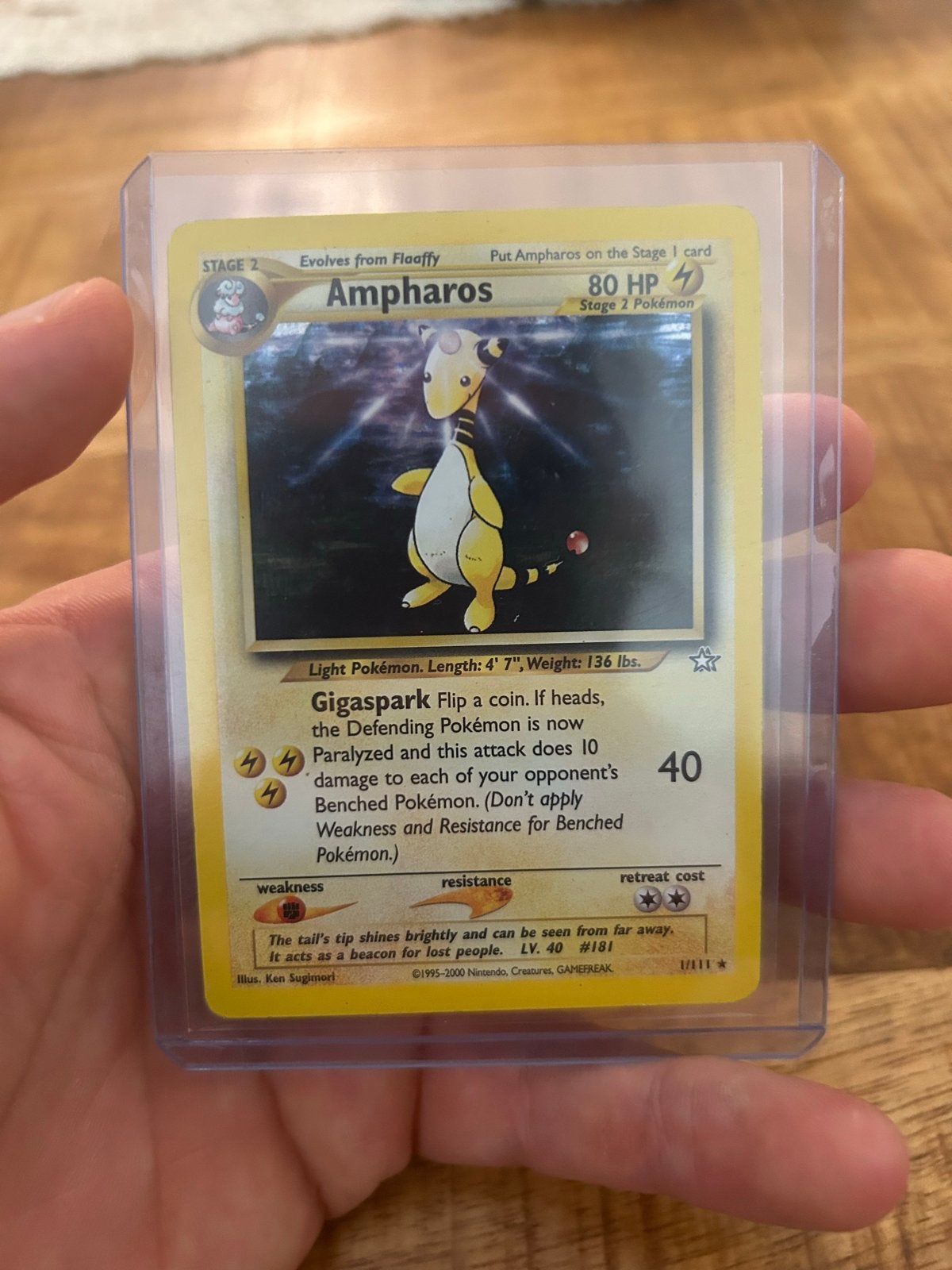 Pokémon Kaart: Ampharos (Neo Genesis 1/111) - Zeldzaam!, Verzenden, Zo goed als nieuw, Losse kaart