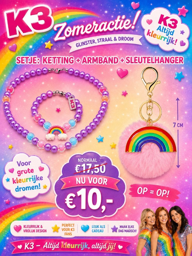 setje ketting met armbandje en sleutelhanger, Verzenden, Nieuw, Overige kleuren, Overige materialen