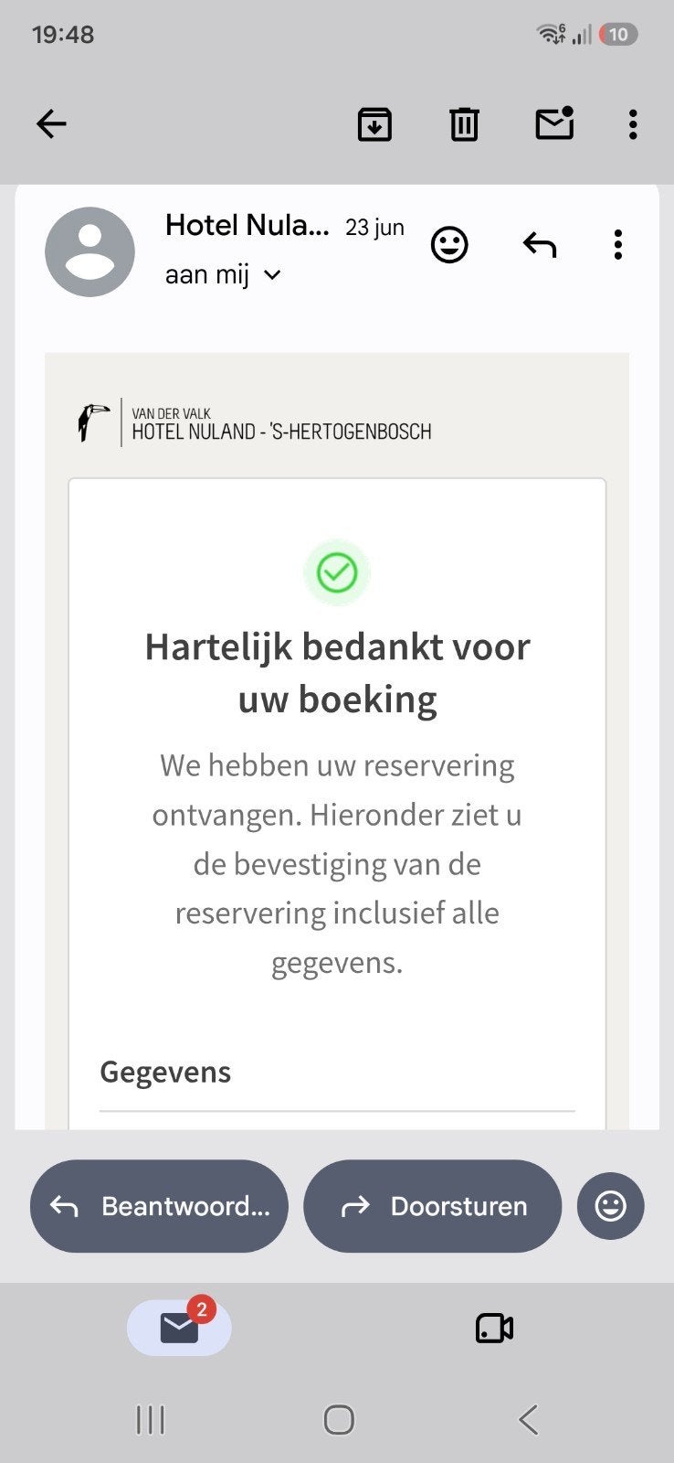 Hotel overnachting Van der Valk Nuland, Twee personen, 1 overnachting