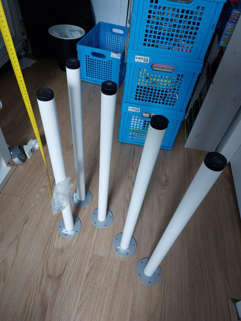 5 witte tafelpoten, verstelbaar, metaal, Ophalen, Tafelpoot, Minder dan 50 cm, Gebruikt
