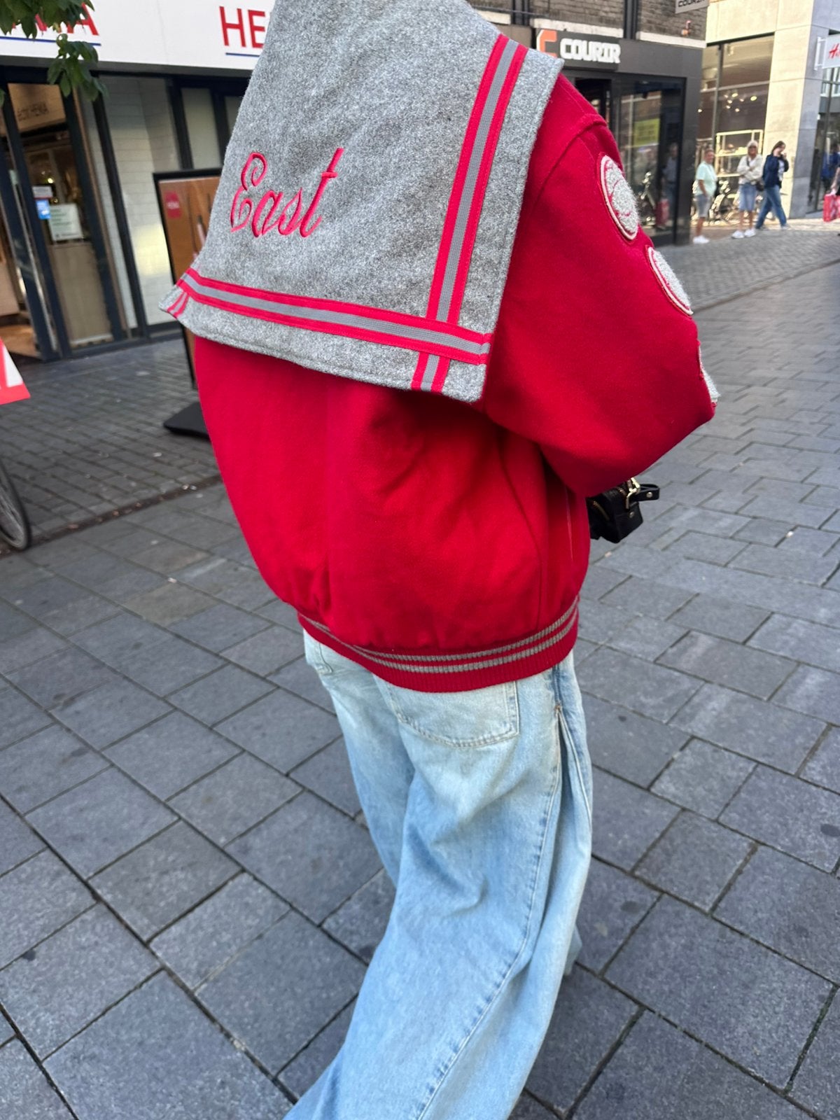 Vintage Rennoc Versity Jacket, Ophalen of Verzenden, Gedragen, Maat 38/40 (M), Rood