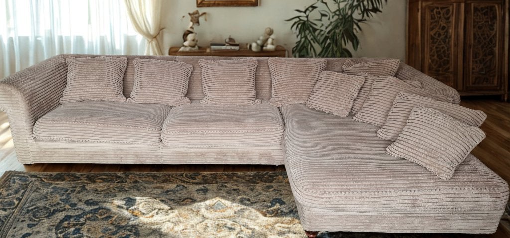 Goossens American Ribstof Luxe Comfortabele Lounge bank, Ophalen, Overige maten, Lounge, Hoekbank