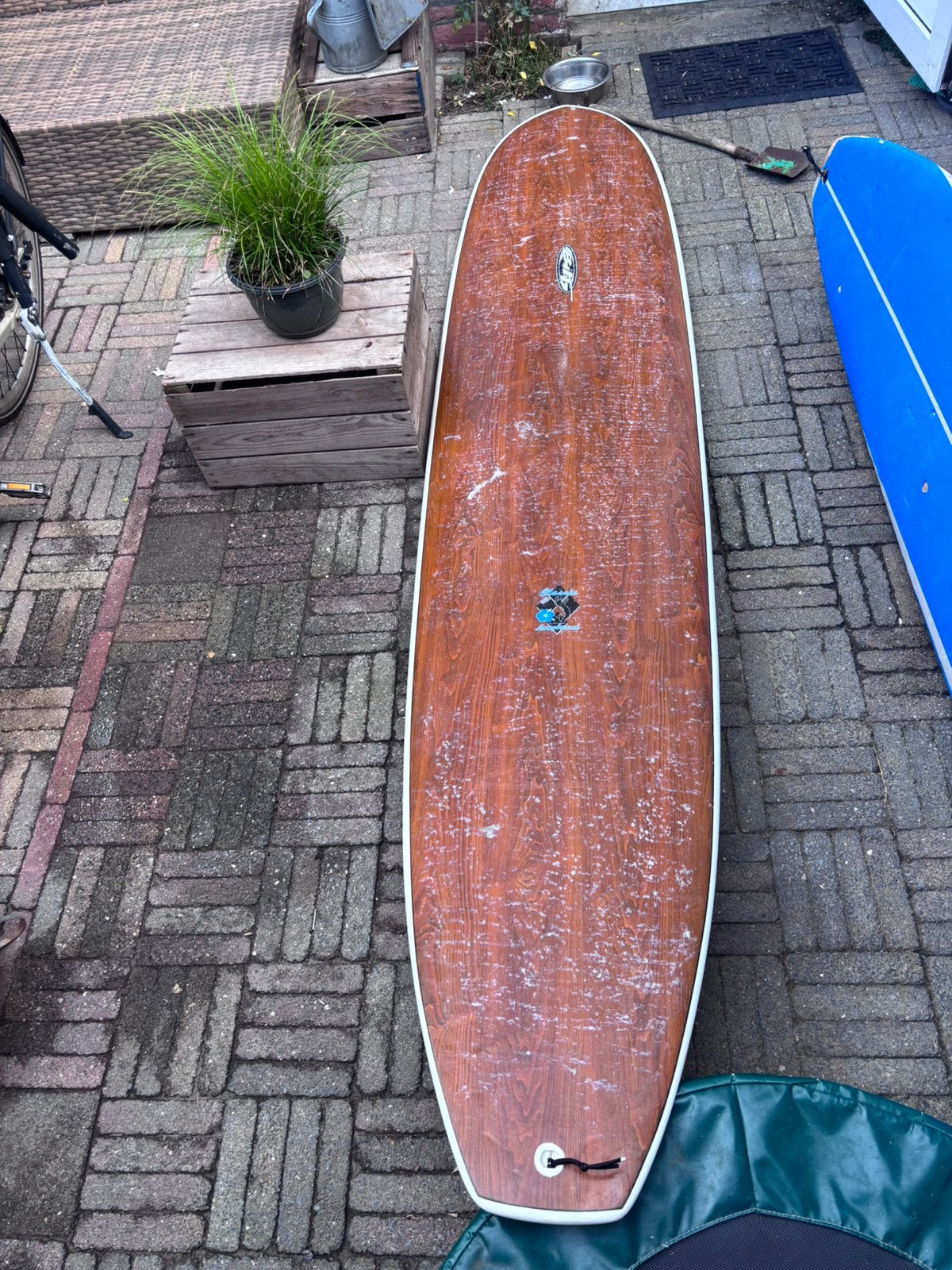 Classic longboard Bilt 9’5”  23” met wood veneer inlay –, Watersport en Boten, Golfsurfen, Ophalen, Gebruikt, Longboard
