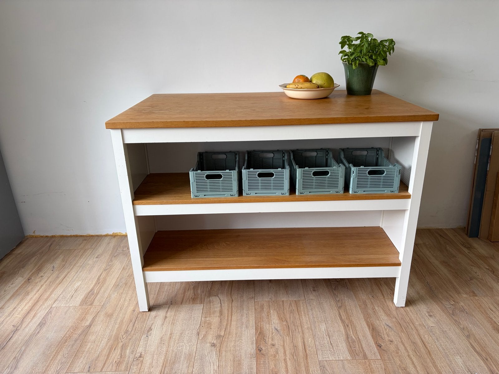 IKEA TORNVIKEN Keukeneiland wit, Ophalen, Gebruikt, 100 tot 150 cm, Eikenhout