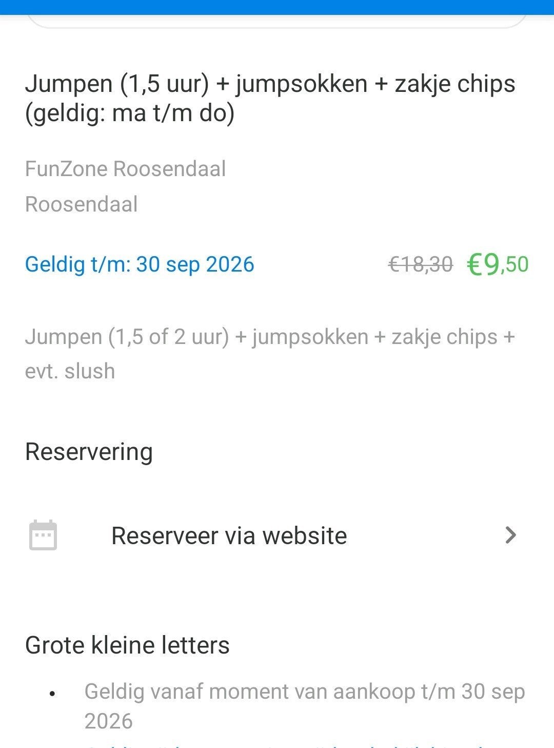voucher voor Funzone Roosendaal, Eén persoon, Kortingsbon