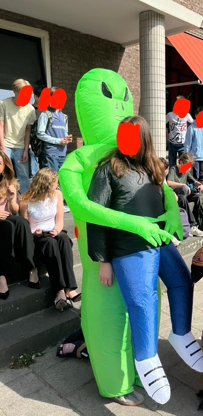 Opblaasbaar Alien Kostuum - Perfect voor Carnaval!, Maat 38/40 (M), Carnaval, Ophalen of Verzenden, Zo goed als nieuw