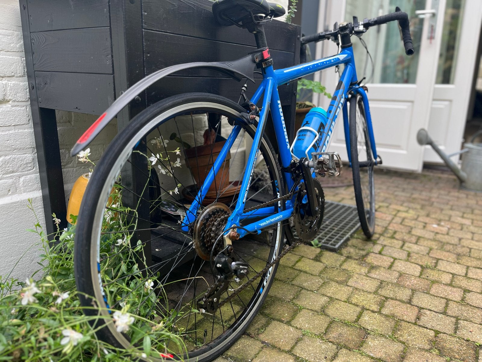 Blauwe racefiets Roubaix, Shimano Tourney, 28 inch, 28 inch, Gebruikt, Minder dan 49 cm, Meer dan 20 versnellingen