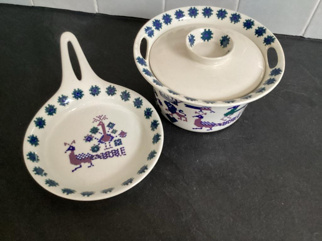 Vintage Figgjo Flint Lotte Kookpan en Lepelhouder, Ophalen of Verzenden