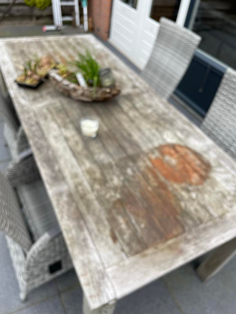 Robuuste houten tuintafel - gratis, Tuin en Terras, Tuintafels, Gebruikt, Rechthoekig, Hout, Ophalen