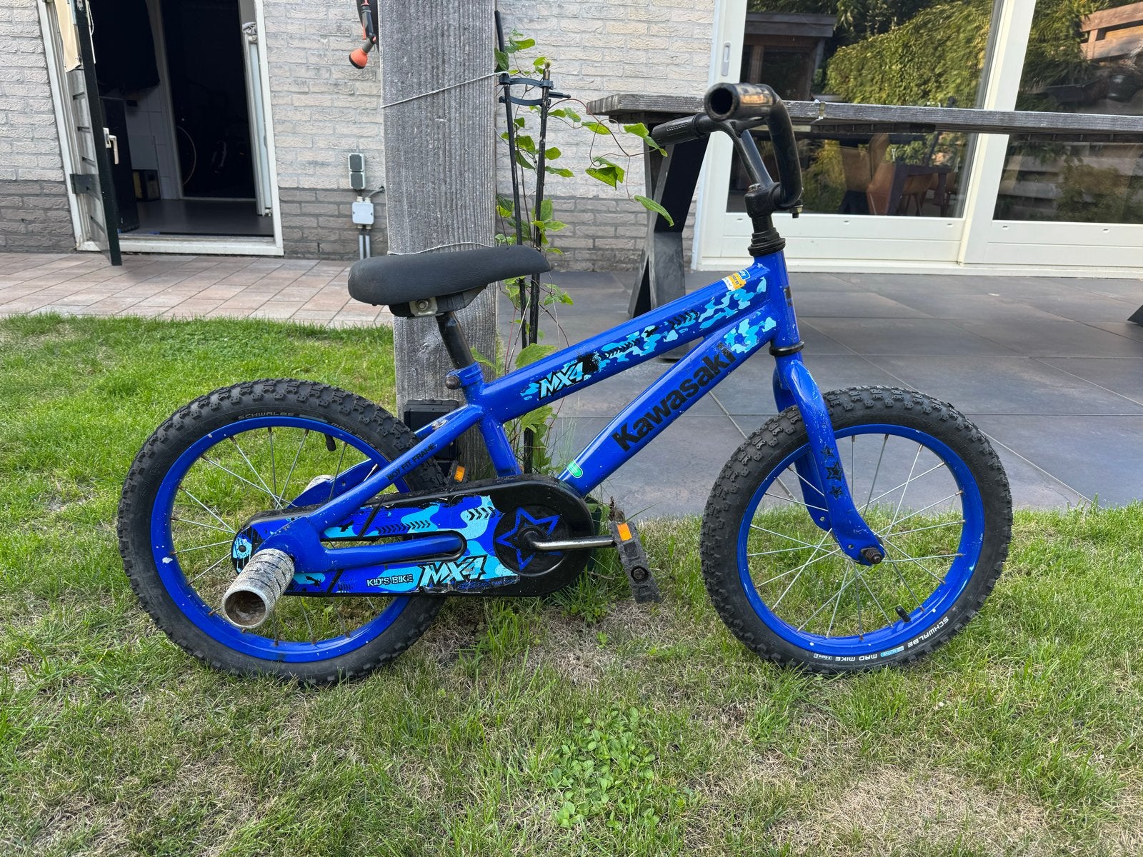 Kawasaki MX4 kinderfiets - 16 inch, Ophalen, Gebruikt, Terugtraprem, 16 tot 20 inch