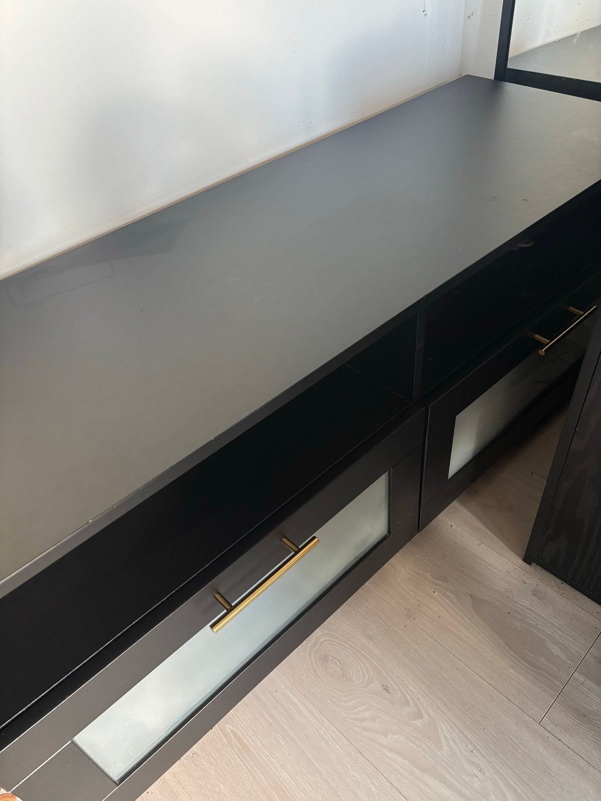 IKEA BRIMNES TV-meubel met luxe handgrepen, zwart, Ophalen, 100 tot 150 cm, Zo goed als nieuw, Minder dan 100 cm