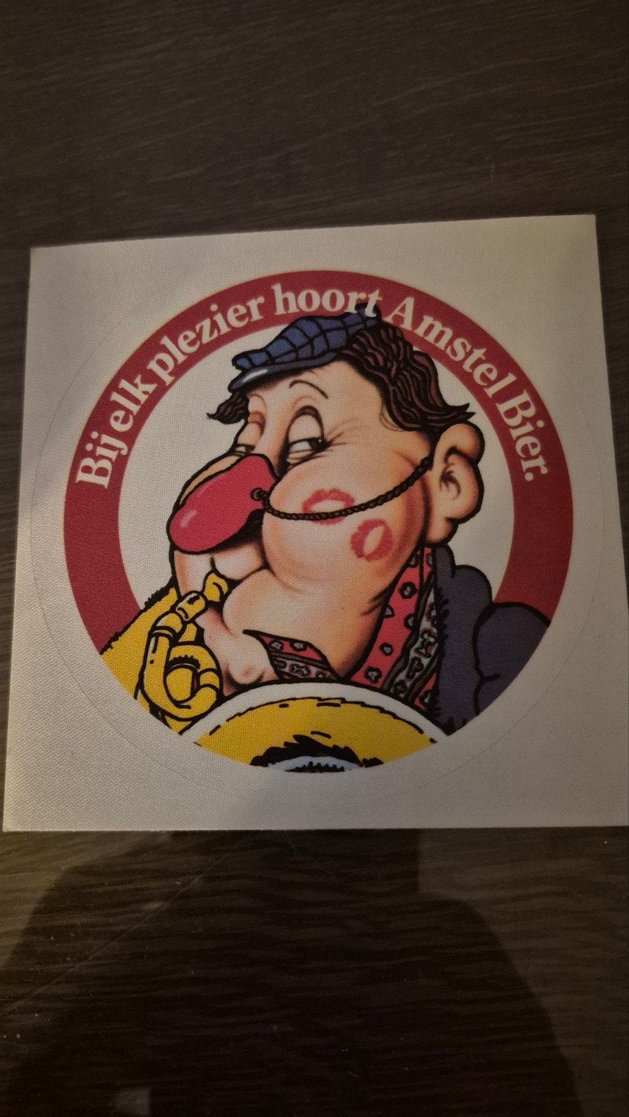 Vintage Amstel Bier Sticker - 'Bij elk plezier hoort Amstel, Ophalen of Verzenden